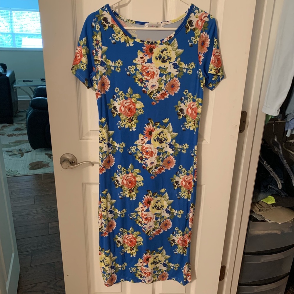 Sign Here Blue Floral Midi Dress